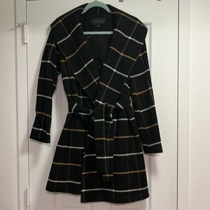 Ann Taylor Windowpane Belted Jacket